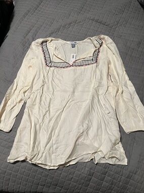 Old navy Women's Cream Embroidered Square-Neck Tunic Top
